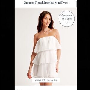 Abercrombie & Fitch White Organza Tiered Strapless Mini Dress